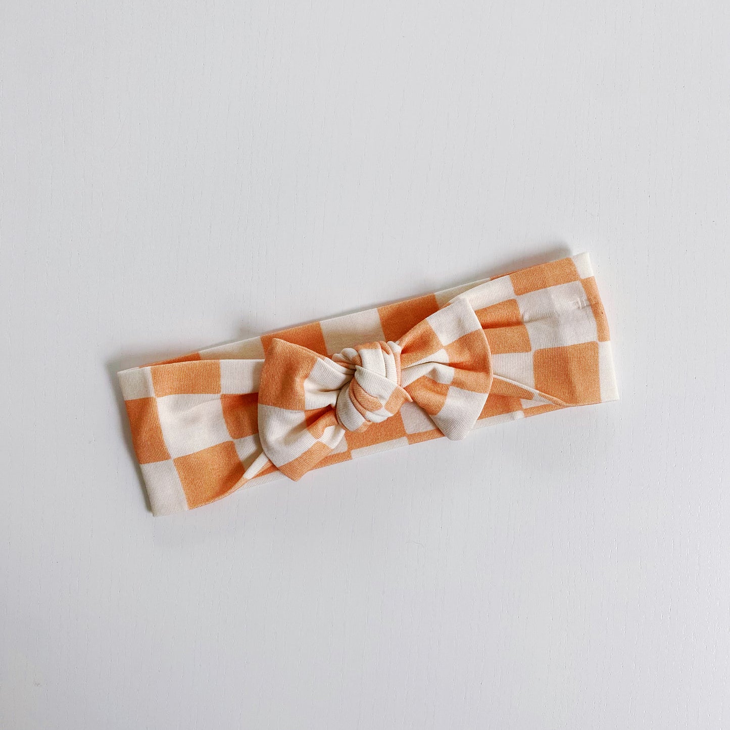 Peach Checkered Headband - 3 size options