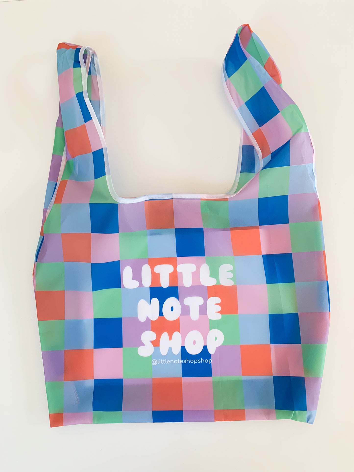 Little Note Checkered Reusable Nylon Tote