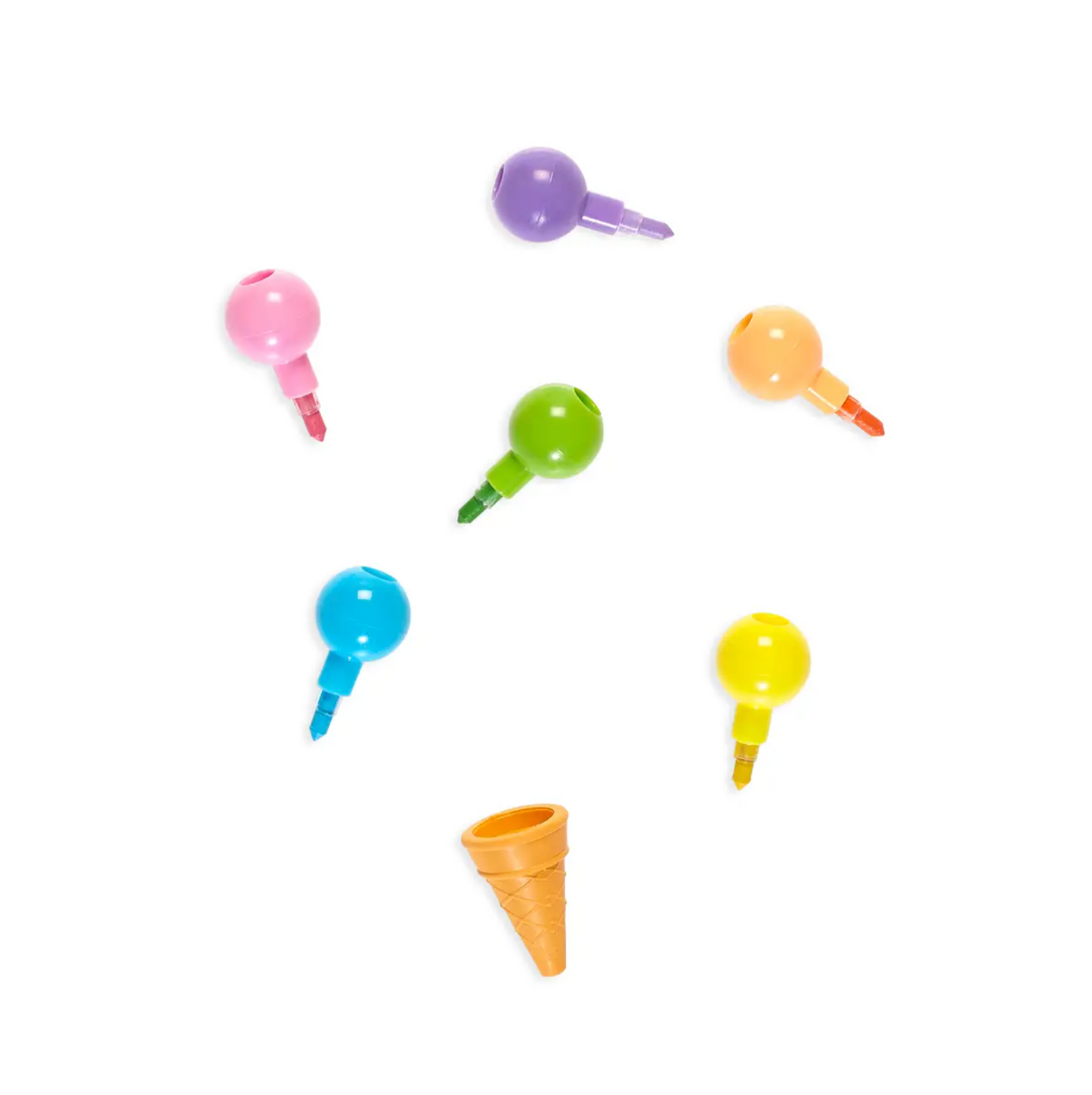 Rainbow Ice Cream Scoops Stacking Erasable Crayons + Scented Eraser