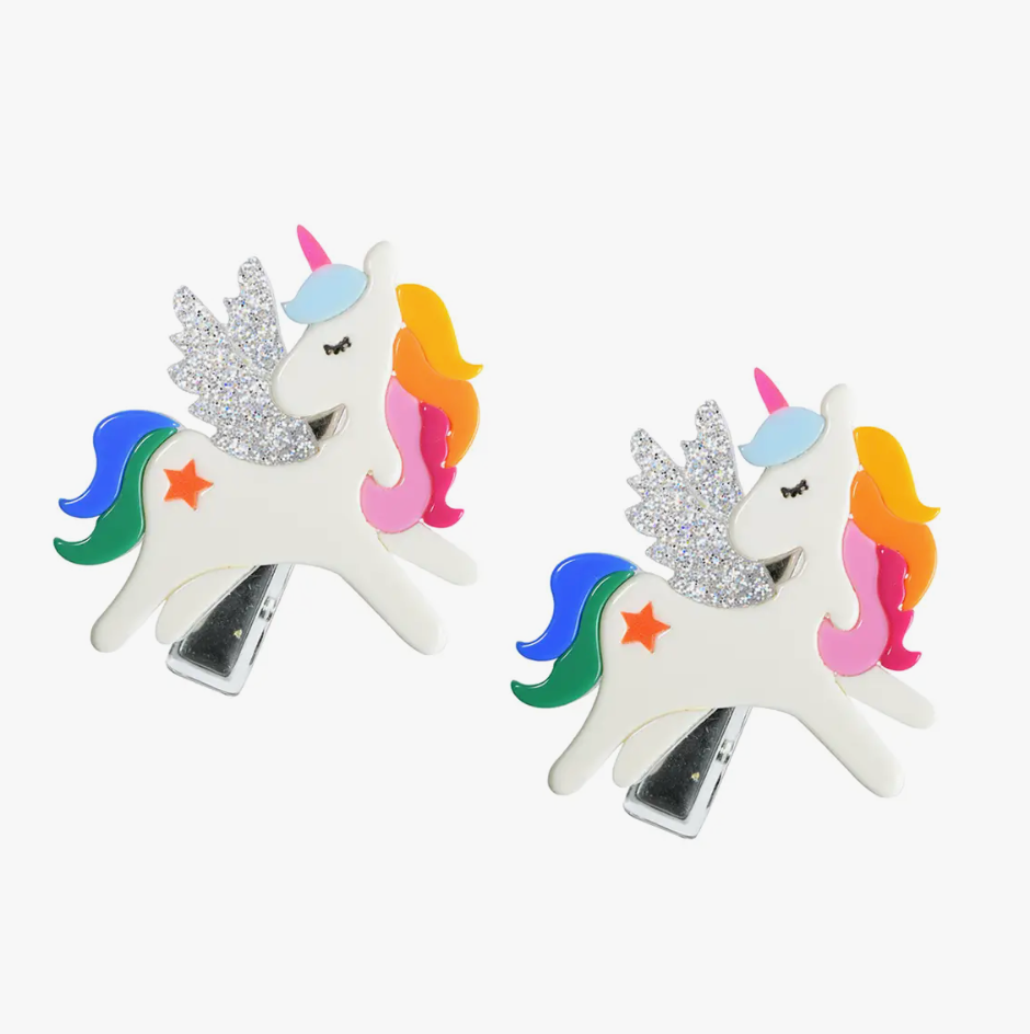 Silver Winged Unicorn Clip