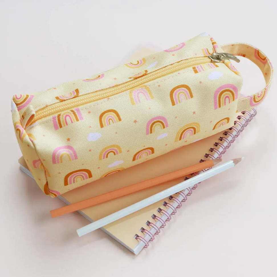 Pencil Case: Yellow Rainbows