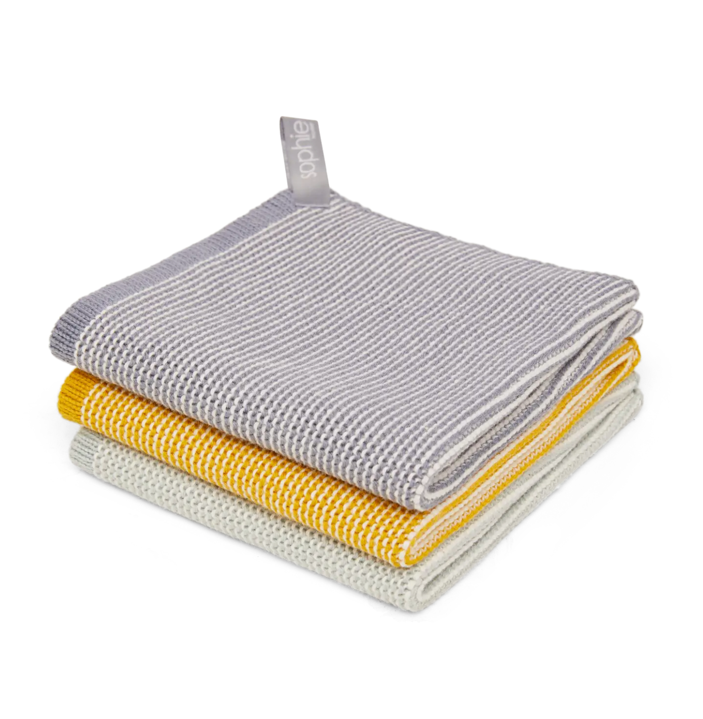 Cotton Knit Face Washcloth (3): Blue Pack
