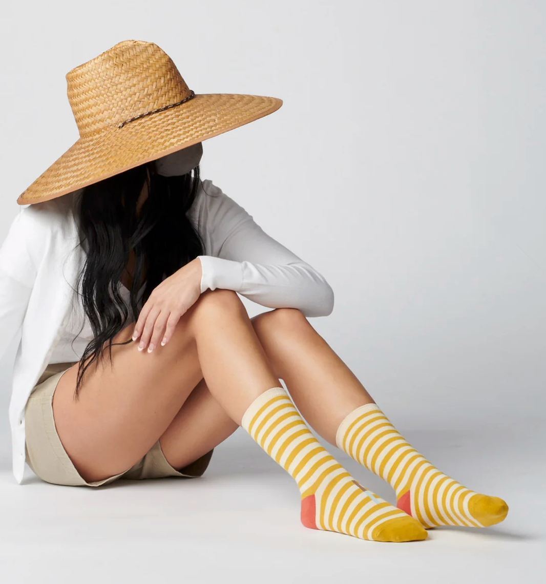 Mustard + Cream Striped Socks
