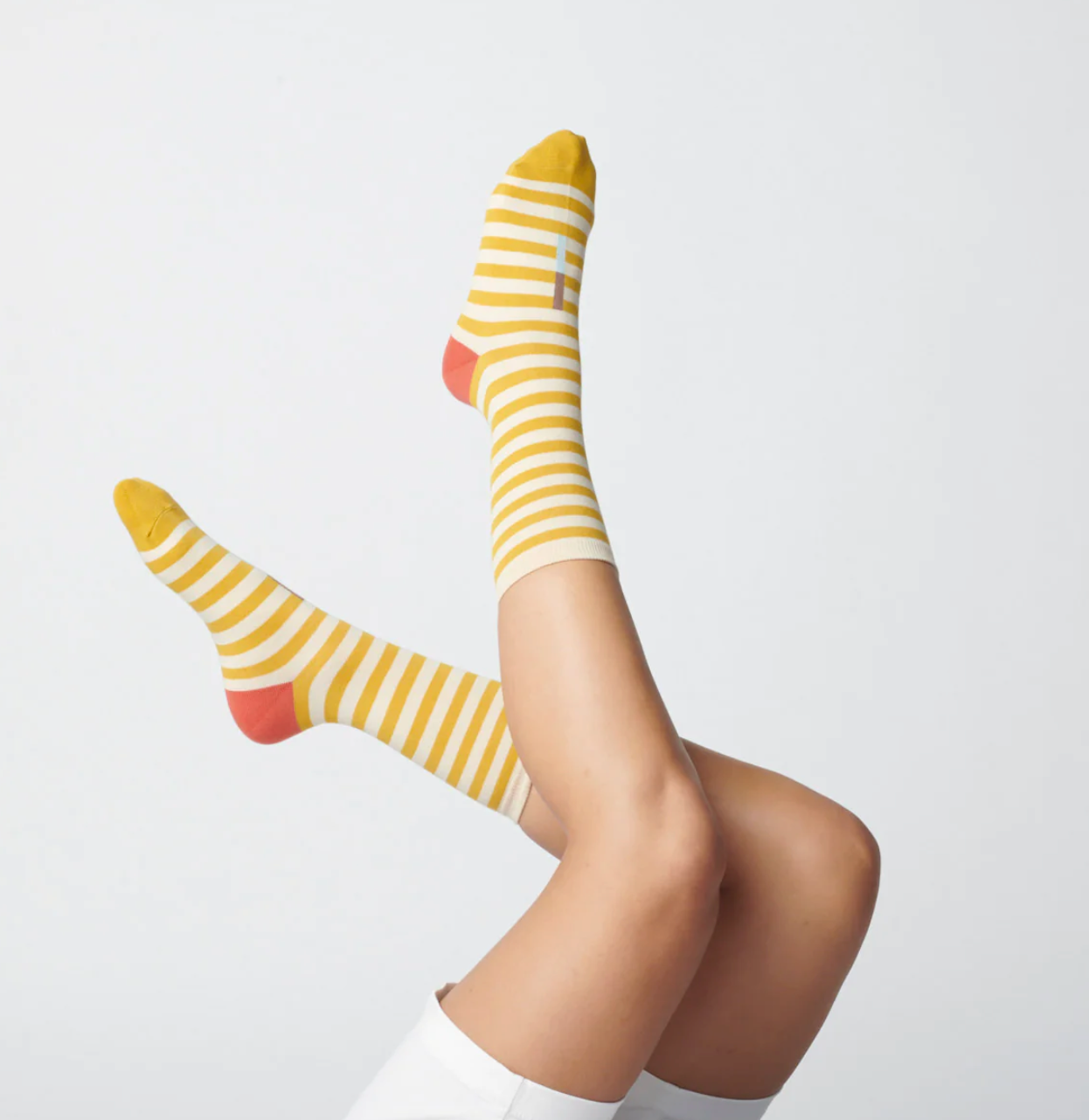 Mustard + Cream Striped Socks