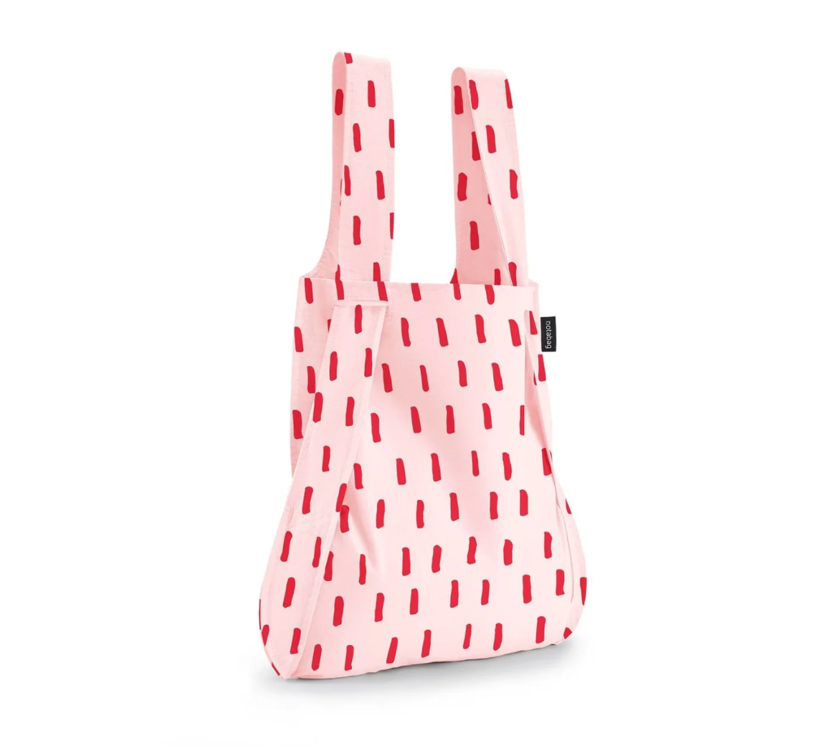 Tote + Backpack: Light Pink with Red Stripes
