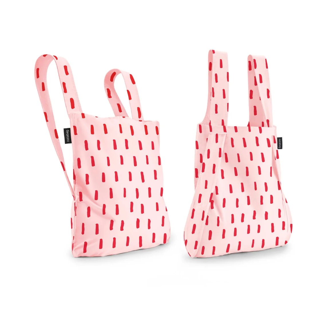 Tote + Backpack: Light Pink with Red Stripes