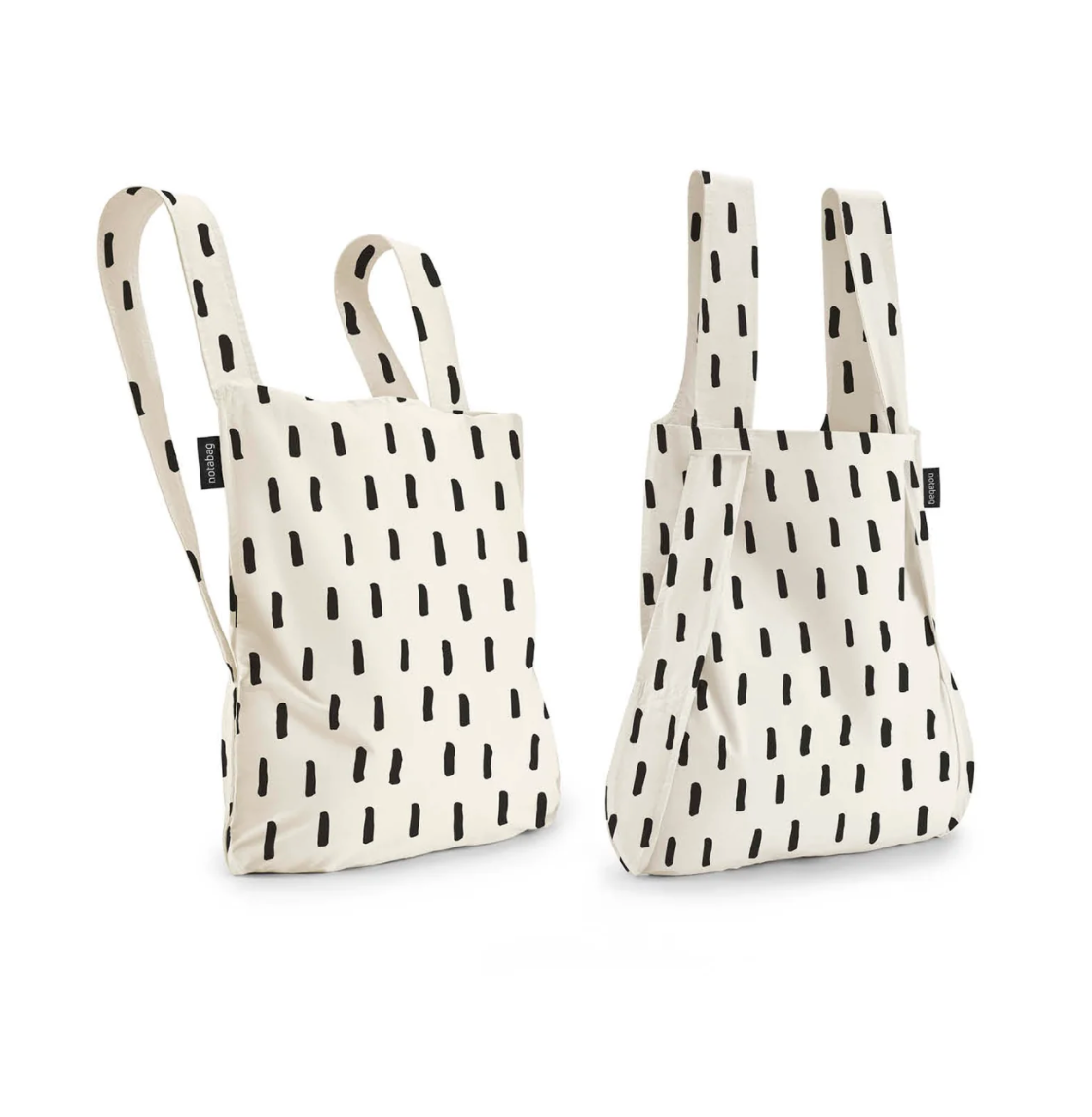 Tote + Backpack: White with Black Stripes