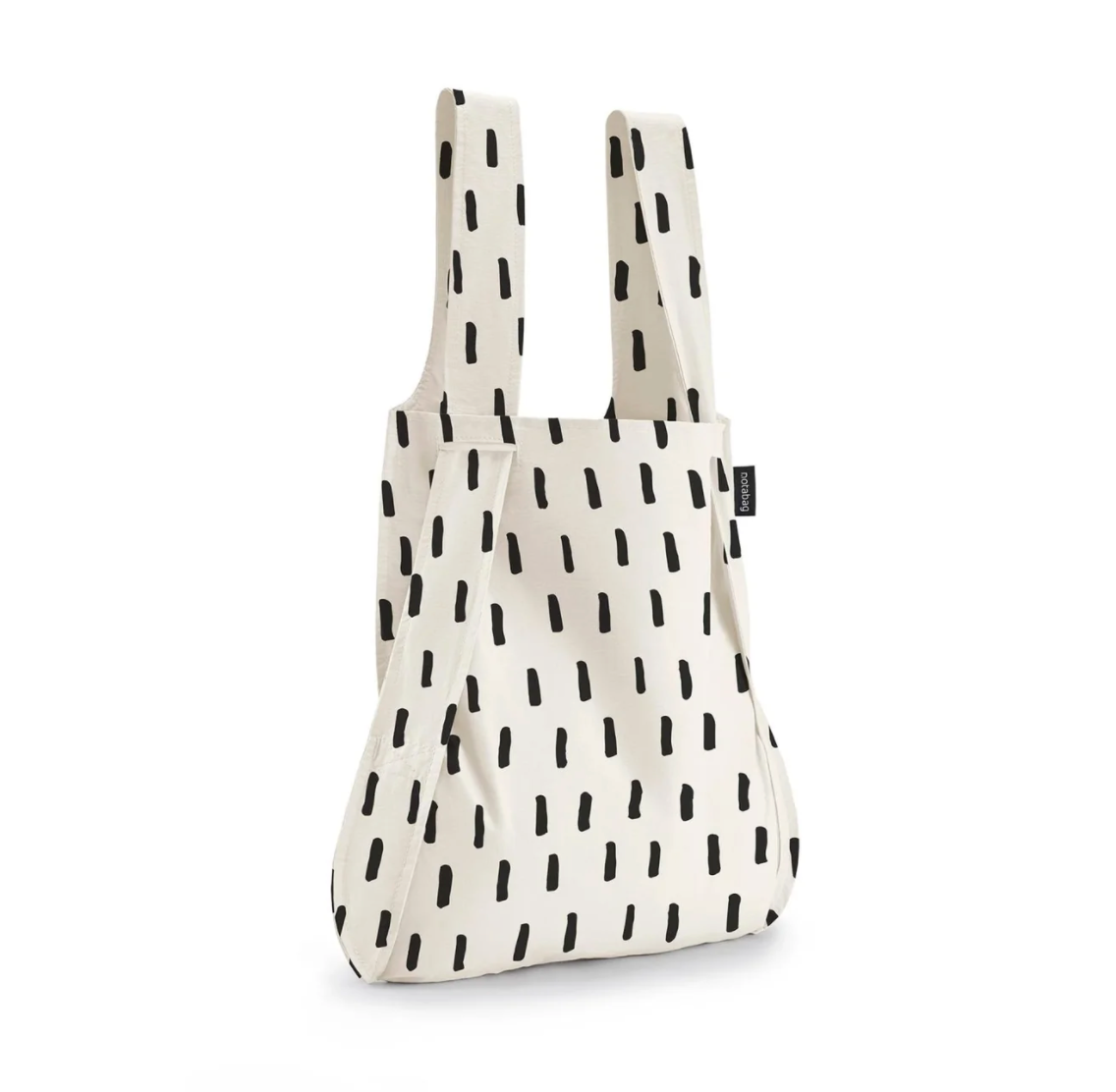 Tote + Backpack: White with Black Stripes