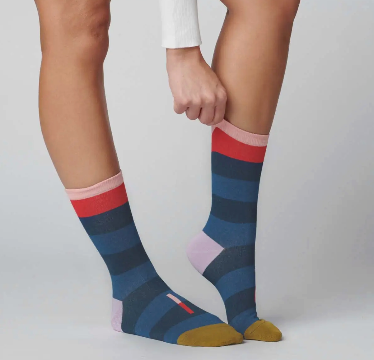 Blues + Red + Pink Thick Striped Socks