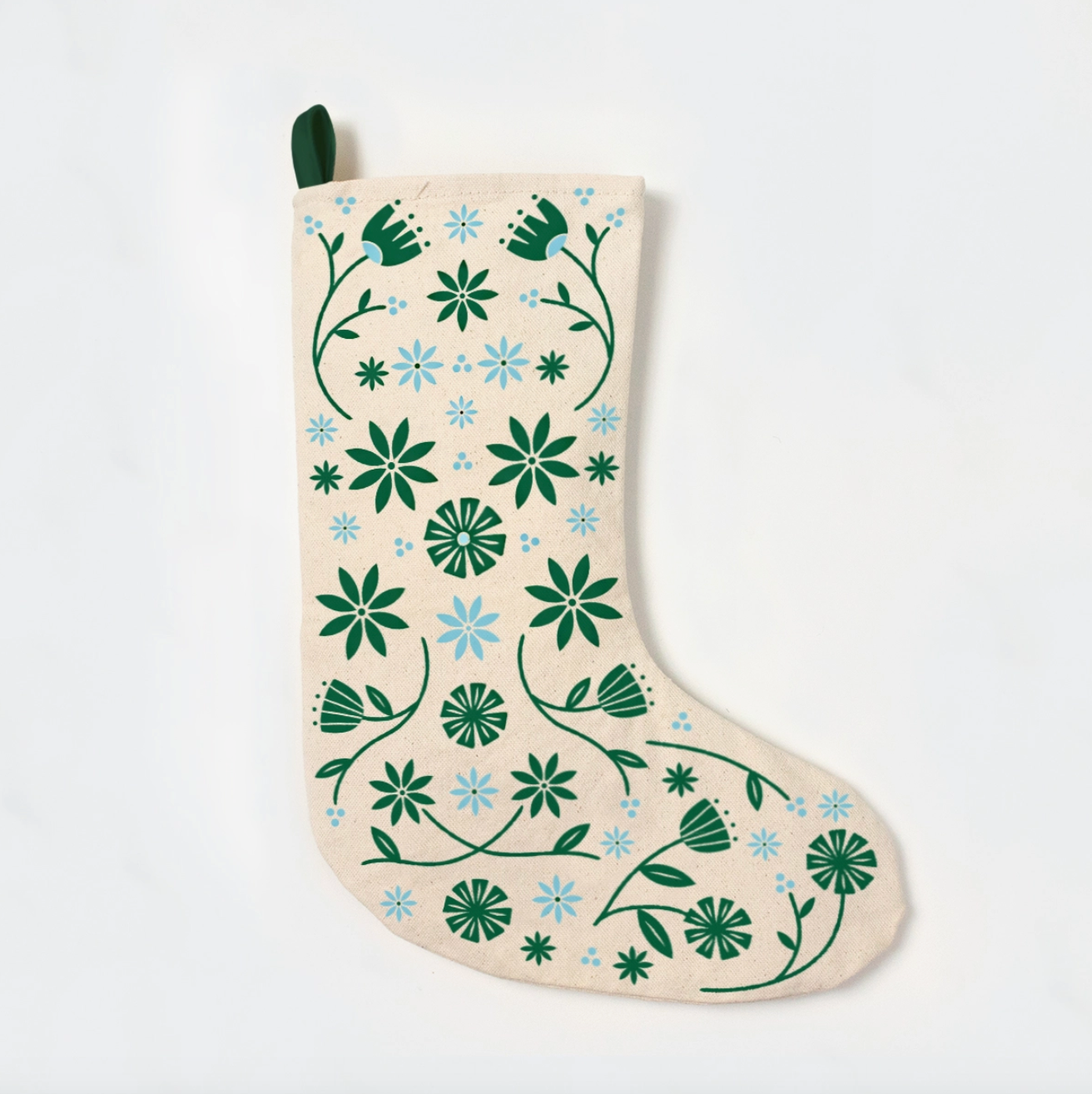 Folk Floral Blue Stocking