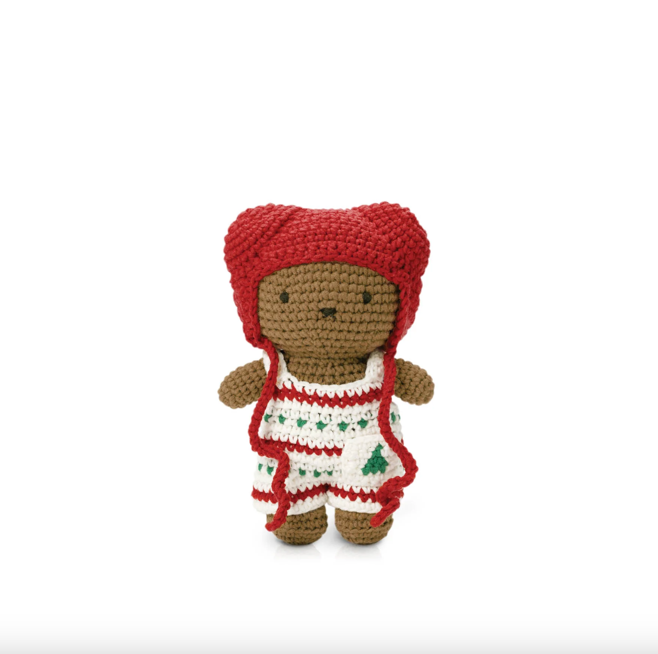 Boris Bear Soft Toy - Holiday Overalls + Red Hat