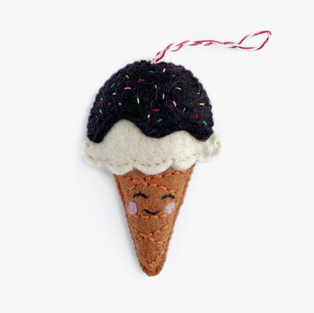 Felt Smiling Ice Cream Ornament
