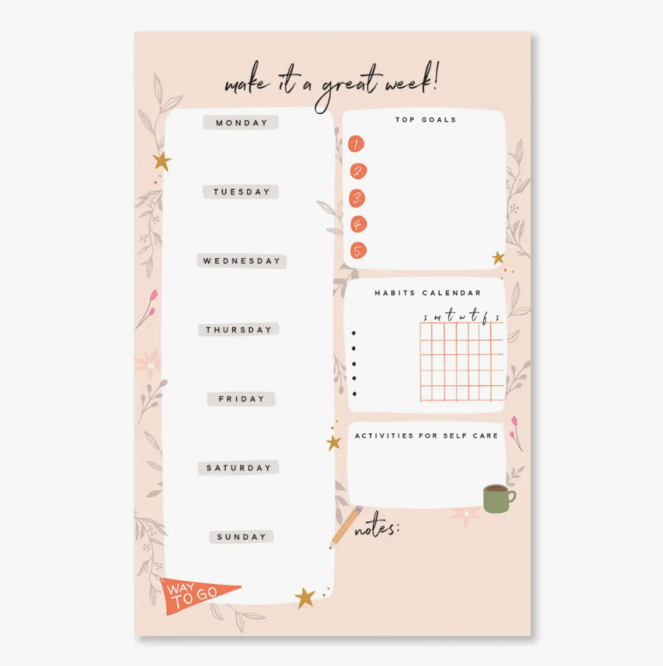 Pink Great Week Notepad