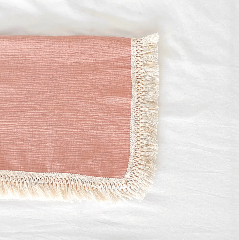 Blush Fringe Baby Blanket