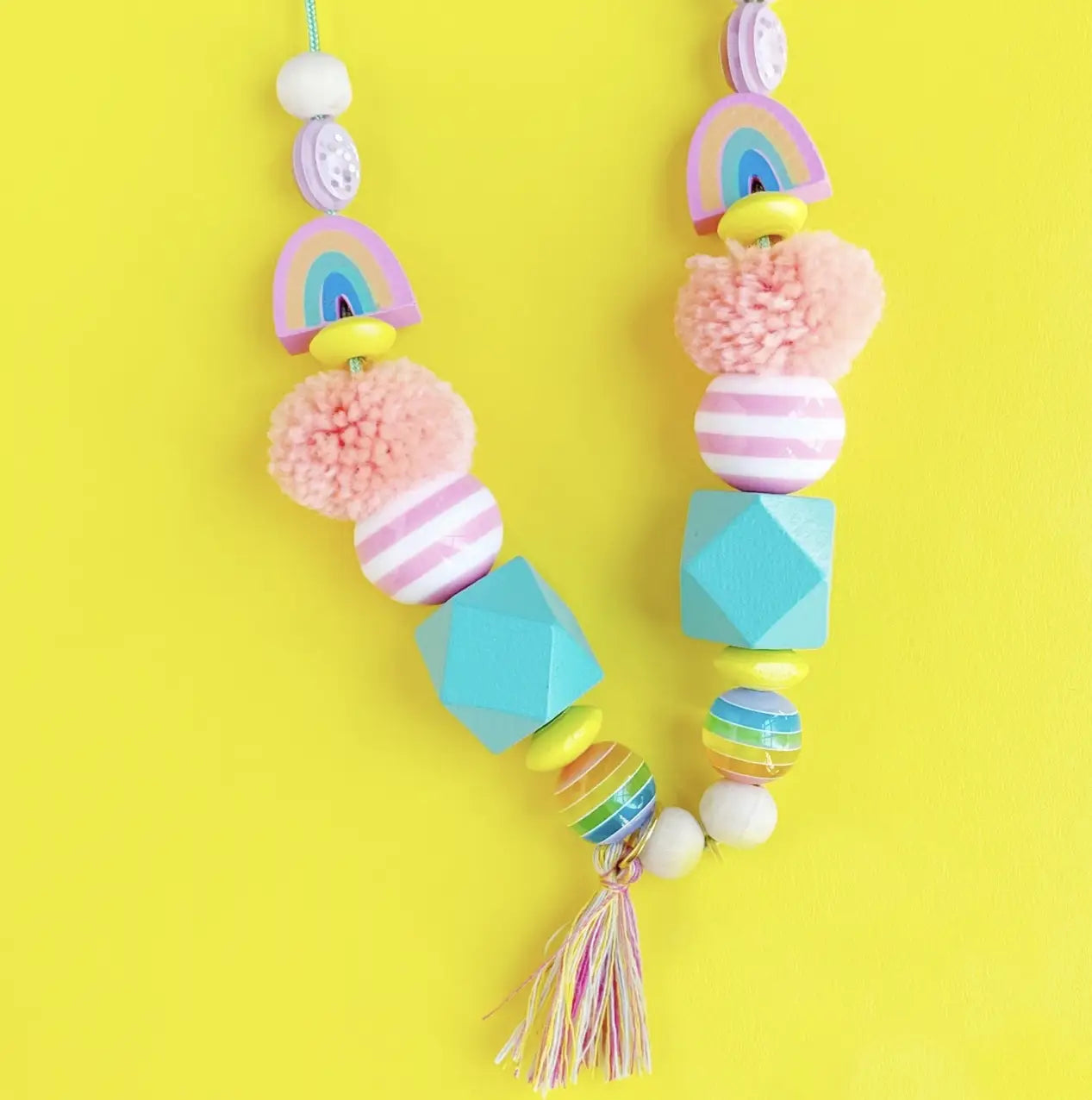 Retro Rainbow Beaded Necklace
