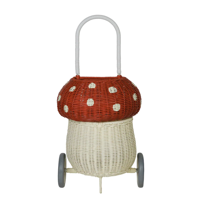 Rattan Mushroom Luggy - Red + White