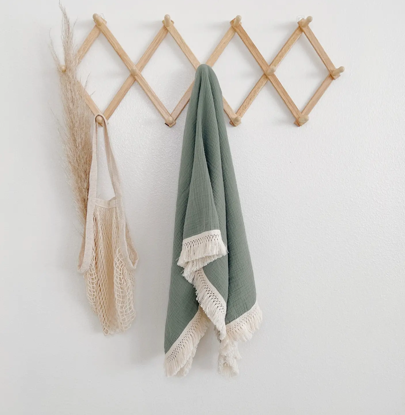 Sage Fringe Baby Blanket