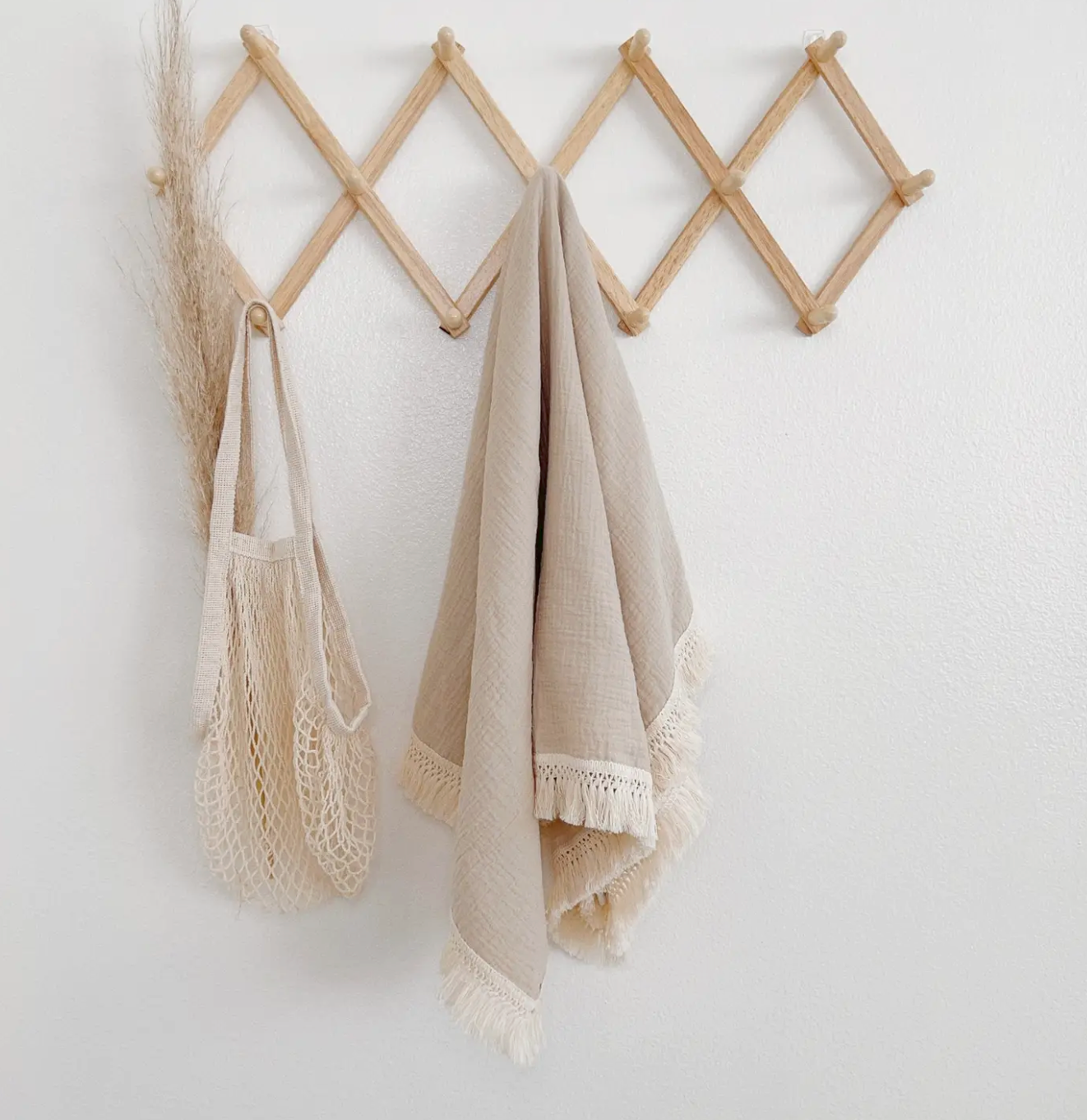 Tan Fringe Baby Blanket