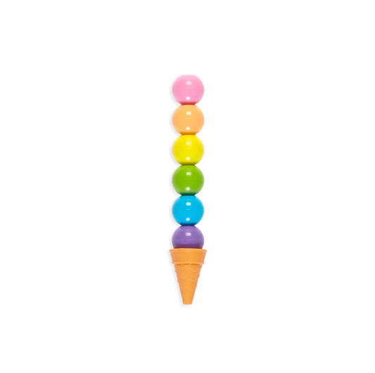 Rainbow Ice Cream Scoops Stacking Erasable Crayons + Scented Eraser