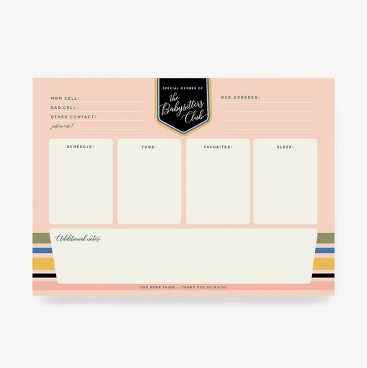 Babysitters Club Planner Notepad