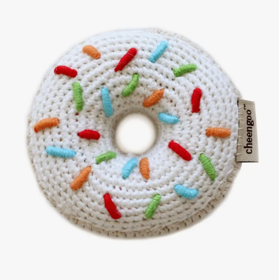 Crochet Rattle: White Donut