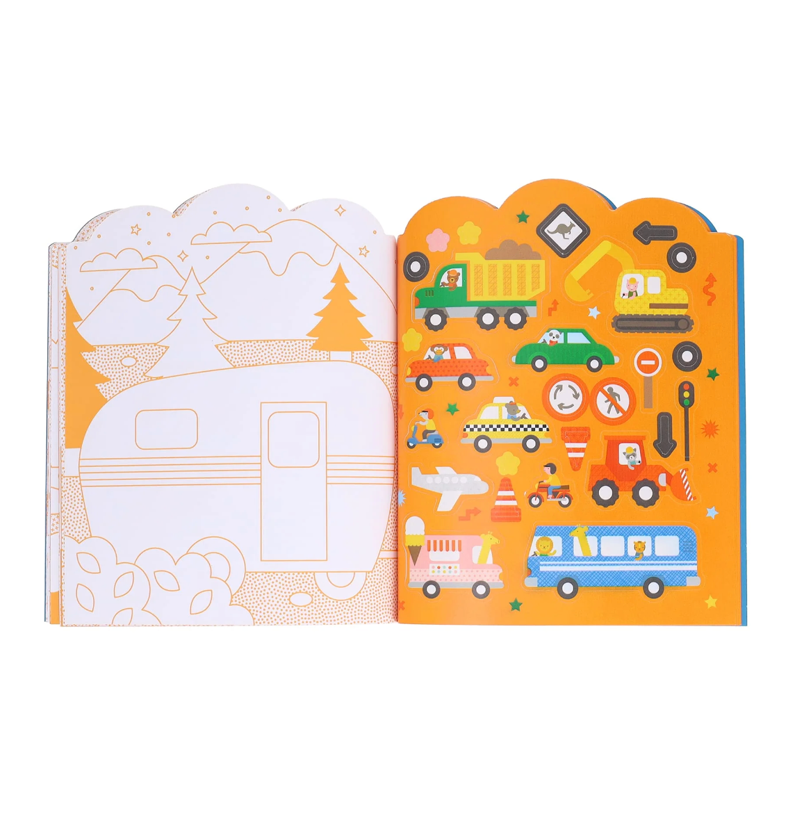 Vehicles Coloring Book + Stickers