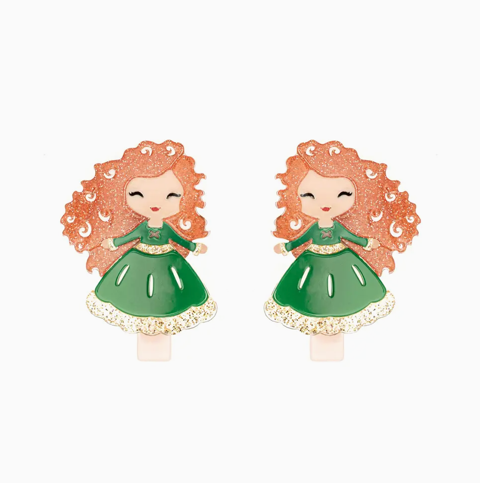 Cute Doll Green Dress Clip Duo