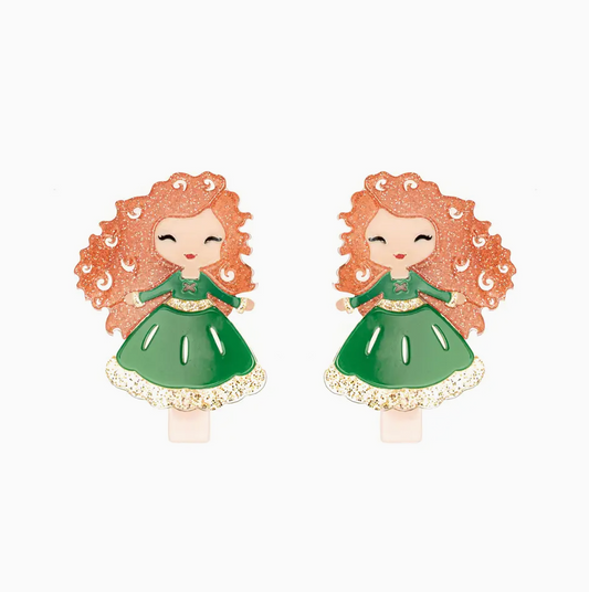Cute Doll Green Dress Clip Duo