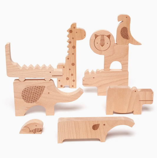 Safari Wooden Puzzle + Play Set