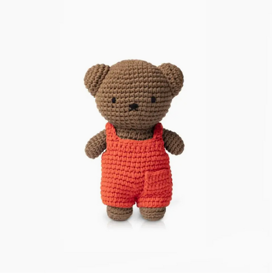 Boris Bear Soft Toy - Red Overalls