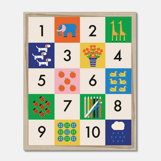 Art Print: Vintage Checkered Numbers (11" x 14")