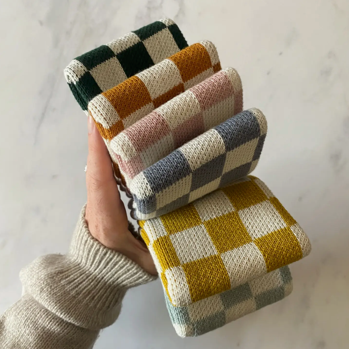 Reusable & Eco-Friendly Cotton Knit Dishcloths (3) - Blush, Terracotta, Black