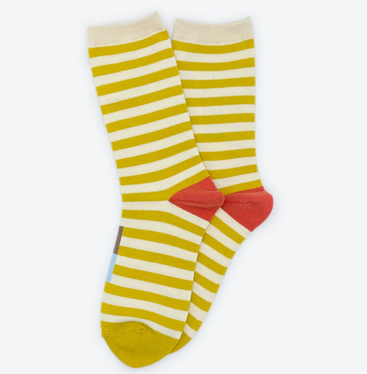Mustard + Cream Striped Socks