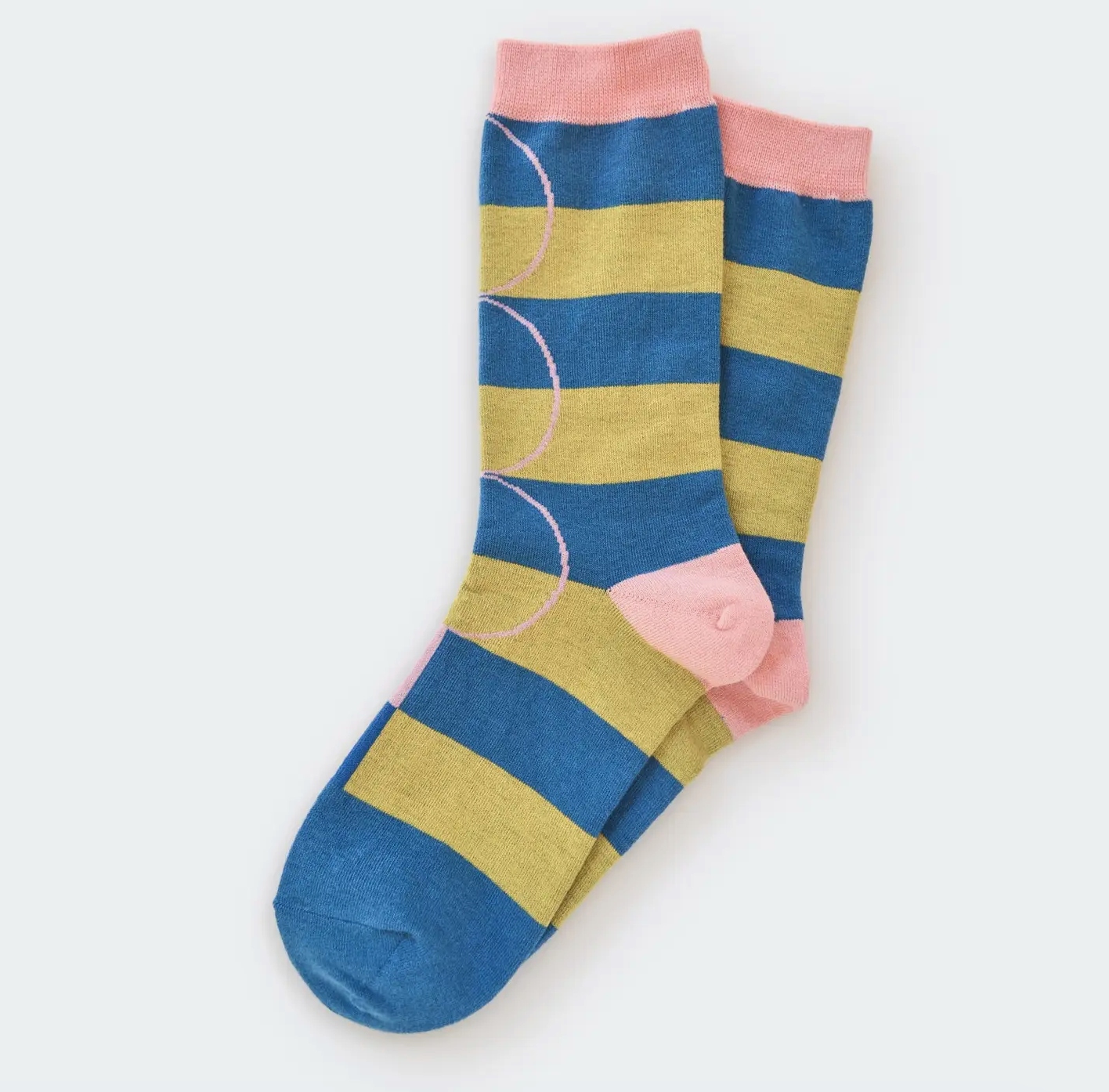 Blue + Yellow + Pink Thick Striped Socks
