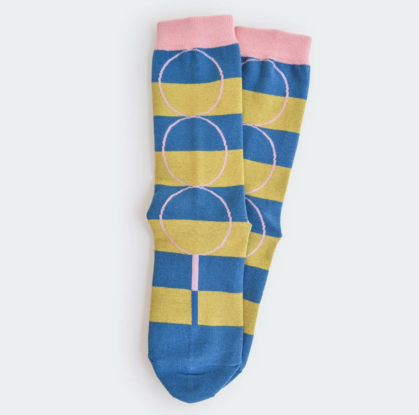 Blue + Yellow + Pink Thick Striped Socks