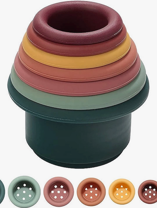 Silicone Stacking Cups: Dark Rainbow