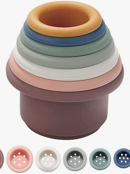 Silicone Stacking Cups: Light Rainbow