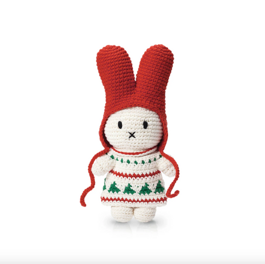 Miffy Bunny Soft Toy - Holiday Dress + Red Hat