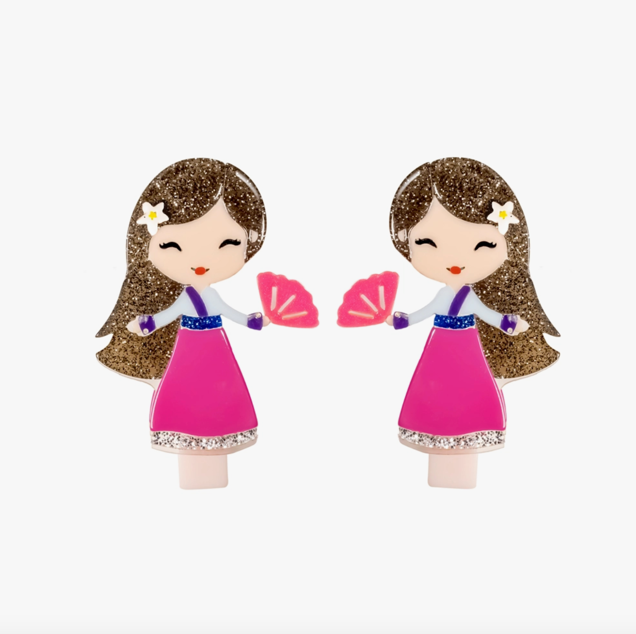 Cute Doll Pink Dress Clip Duo