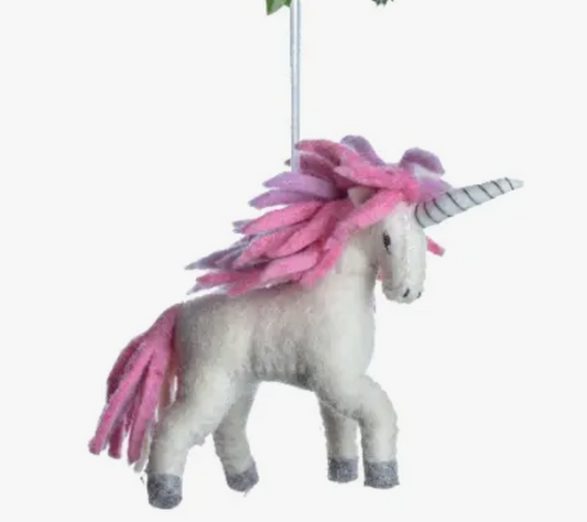 Felt Unicorn Ornament - Pink