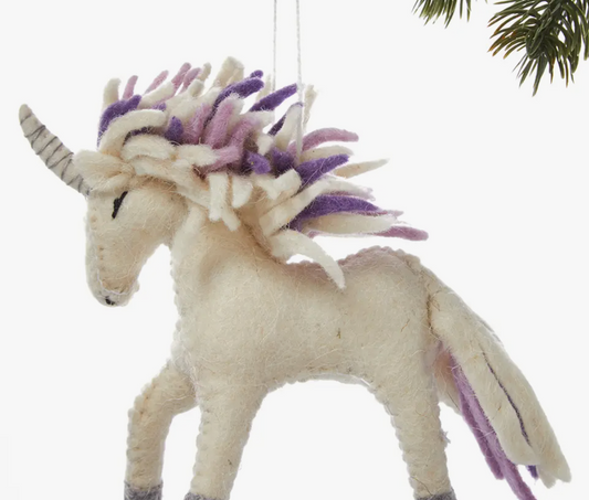 Felt Unicorn Ornament - Purple