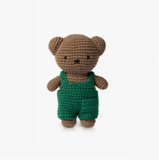Boris Bear Soft Toy - Green Overalls